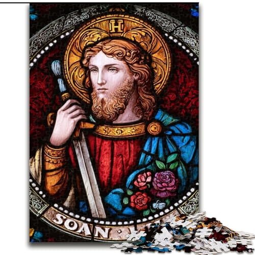 1000-teiliges Puzzle für Erwachsene und Jugendliche, Heiliges Buntglas, anspruchsvoll und schwierig mit vollständig ineinandergreifenden, zufällig geformten Teilen (Größe 26x38cm) von LiJianXXR