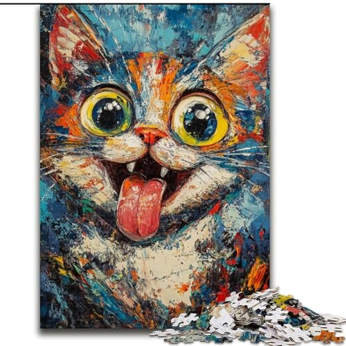 1000-teiliges Puzzle für Erwachsene und Jugendliche, Katzenkunst, Lernspielzeug, einzigartige Geburtstags- und Geschenkideen für Kinder ab 14 Jahren (Größe 50x75cm) von LiJianXXR