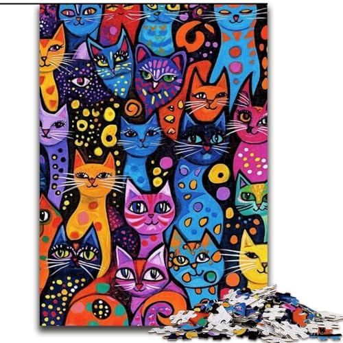 1000-teiliges Puzzle für Erwachsene und Jugendliche, Kunstkatze, Lernspiele, Heimdekoration, geeignet für die Schreibtischdekoration (Größe 50x75cm) von LiJianXXR