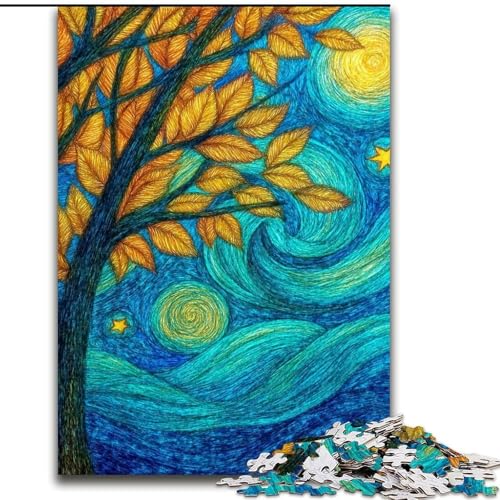 1000-teiliges Puzzle für Erwachsene und Jugendliche, Nachthimmelbaum, Lernspiele, Heimdekoration, geeignet für die Schreibtischdekoration (Größe 26x38cm) von LiJianXXR