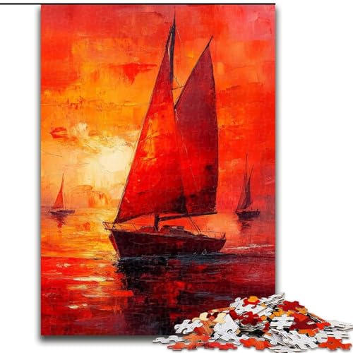 1000-teiliges Puzzle für Erwachsene und Jugendliche, Ölgemälde mit Segelbooten, Lernspielzeug, einzigartige Geburtstags- und Geschenkideen für Kinder ab 14 Jahren (Größe 50x75cm) von LiJianXXR