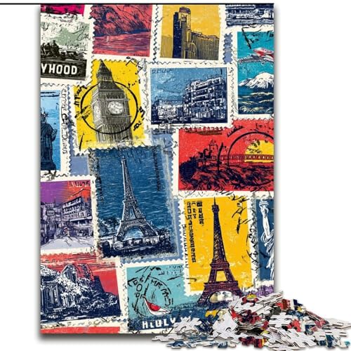 1000-teiliges Puzzle für Erwachsene und Jugendliche, Paris-Collage, Lernspiele, Heimdekoration, geeignet für die Schreibtischdekoration (Größe 26x38cm) von LiJianXXR