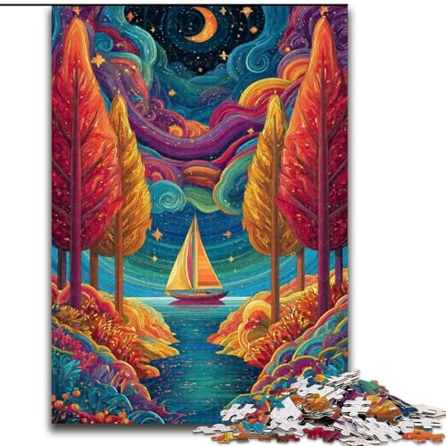 1000-teiliges Puzzle für Erwachsene und Jugendliche, Psychedelisches Boot, Lernspiele, Heimdekoration, geeignet für die Schreibtischdekoration (Größe 50x75cm) von LiJianXXR