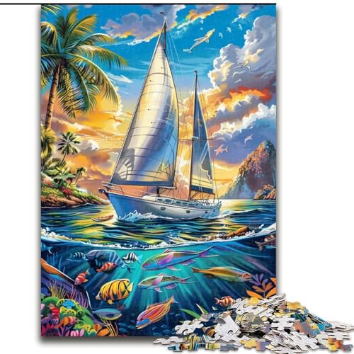1000-teiliges Puzzle für Erwachsene und Jugendliche, Schiff segelt auf dem Ozean, Lernspiele, Heimdekoration, geeignet für die Schreibtischdekoration (Größe 50x75cm) von LiJianXXR