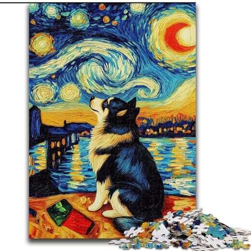 1000-teiliges Puzzle für Erwachsene und Jugendliche, Sternennacht-Hund, Lernspielzeug, einzigartige Geburtstags- und Geschenkideen für Kinder ab 14 Jahren (Größe 26x38cm) von LiJianXXR