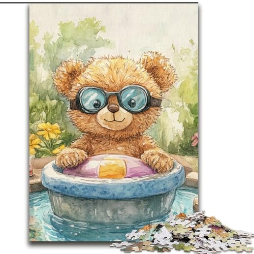 1000-teiliges Puzzle für Erwachsene und Jugendliche, Teddybär-Segelboot aus Walnussschalen, Lernspiele, Heimdekoration, geeignet für die Schreibtischdekoration (Größe 26x38cm) von LiJianXXR