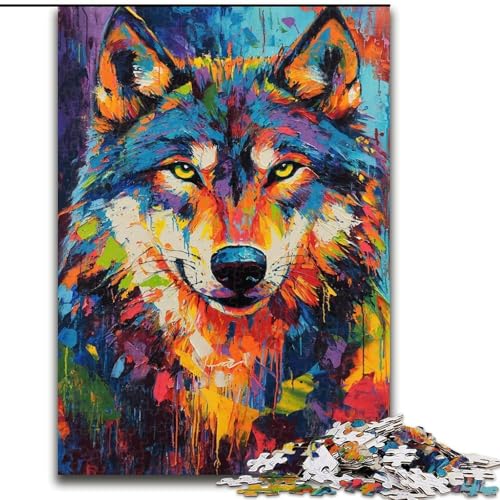 1000-teiliges Puzzle für Erwachsene und Jugendliche, Wolfskunst, Lernspielzeug, einzigartige Geburtstags- und Geschenkideen für Kinder ab 14 Jahren (Größe 26x38cm) von LiJianXXR