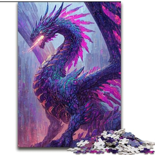 1000-teiliges Puzzle für Erwachsene und Jugendliche, geheimnisvoller Drache, Lernspiele, Heimdekoration, geeignet für die Schreibtischdekoration (Größe 26x38cm) von LiJianXXR
