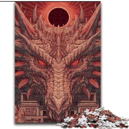 1000-teiliges Puzzle für Erwachsene und Jugendliche, geheimnisvoller Drache, Lernspiele, Heimdekoration, geeignet für die Schreibtischdekoration (Größe 26x38cm) von LiJianXXR