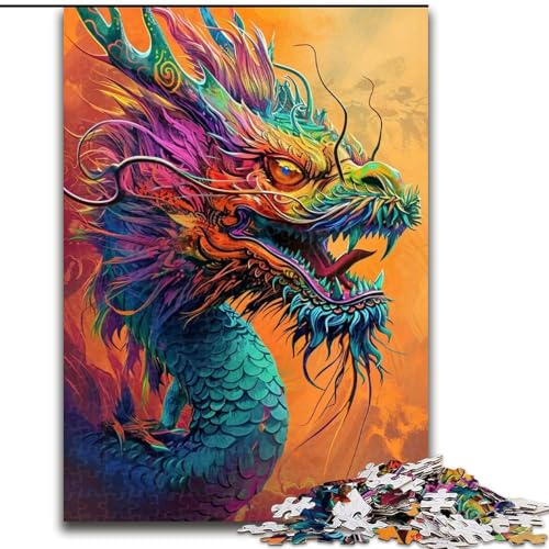 1000-teiliges Puzzle für Erwachsene und Jugendliche, geheimnisvoller Drache, Lernspielzeug, einzigartige Geburtstags- und Geschenkideen für Kinder ab 14 Jahren (Größe 50x75cm) von LiJianXXR