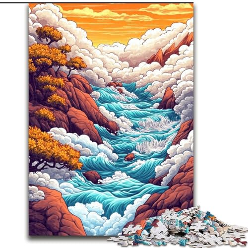 1000-teiliges Puzzle für Erwachsene und Jugendliche, wunderliches Wolkenmeer, Lernspiele, Heimdekoration, geeignet für die Schreibtischdekoration (Größe 50x75cm) von LiJianXXR