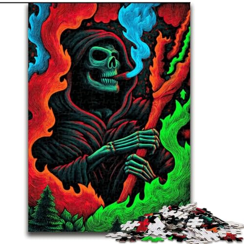 1000-teiliges Puzzle für Erwachsene und Teenager, Rauchschädel, Lernspielzeug, einzigartige Geburtstags- und Geschenkideen für Kinder ab 14 Jahren (Größe 50x75cm) von LiJianXXR