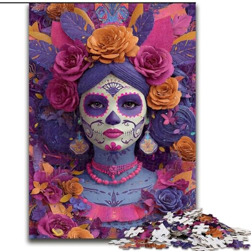 1000-teiliges Puzzle für Erwachsene und Teenager, Zuckerschädel-Frau, Lernspielzeug, einzigartige Geburtstags- und Geschenkideen für Kinder ab 14 Jahren (Größe 26x38cm) von LiJianXXR