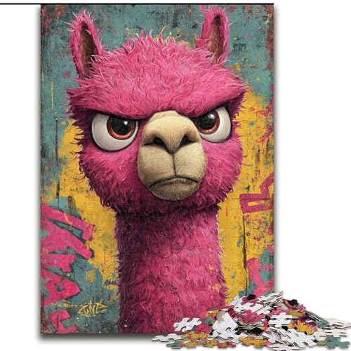 1000-teiliges Puzzle für Teenager, Alpaka, anspruchsvolles Spiel und Familienspiel mit vollständig ineinandergreifenden, zufällig geformten Teilen (Größe 26x38cm) von LiJianXXR