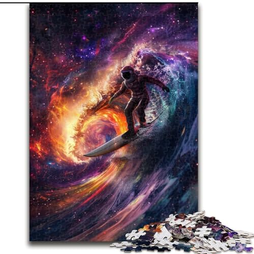 1000-teiliges Puzzle für Teenager, Astronauten-Surfen, anspruchsvolles Spiel und Familienspiel mit vollständig ineinandergreifenden, zufällig geformten Teilen (Größe 50x75cm) von LiJianXXR