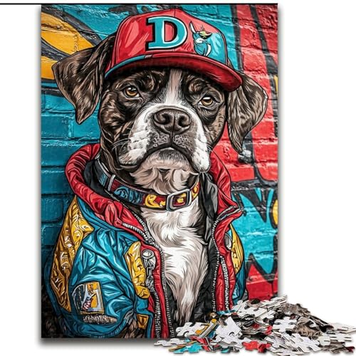 1000-teiliges Puzzle für Teenager, Boxerhund, anspruchsvolles Spiel und Familienspiel mit vollständig ineinandergreifenden, zufällig geformten Teilen (Größe 50x75cm) von LiJianXXR