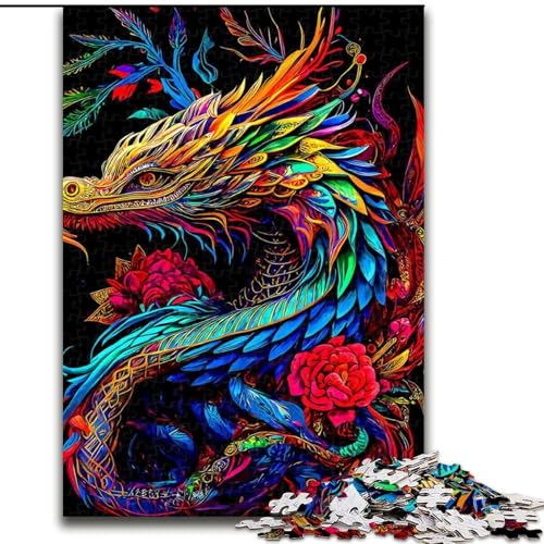 1000-teiliges Puzzle für Teenager, Drachen, anspruchsvolles Spiel und Familienspiel mit vollständig ineinandergreifenden, zufällig geformten Teilen (Größe 26x38cm) von LiJianXXR