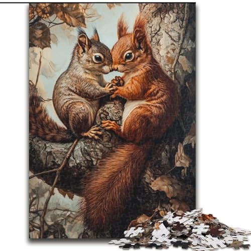 1000-teiliges Puzzle für Teenager, Eichhörnchen-Geschenk, anspruchsvolles Spiel und Familienspiel mit vollständig ineinandergreifenden, zufällig geformten Teilen (Größe 26x38cm) von LiJianXXR