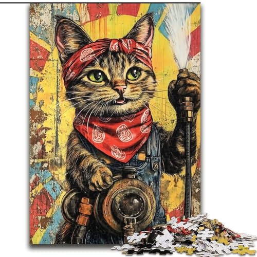 1000-teiliges Puzzle für Teenager, Fantasiekatze, anspruchsvolles Spiel und Familienspiel mit vollständig ineinandergreifenden, zufällig geformten Teilen (Größe 50x75cm) von LiJianXXR