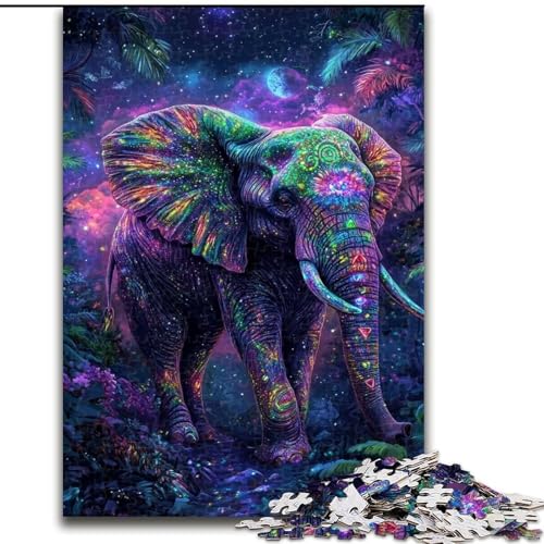 1000-teiliges Puzzle für Teenager, Galaxie-Elefant, anspruchsvolles Spiel und Familienspiel mit vollständig ineinandergreifenden, zufällig geformten Teilen (Größe 50x75cm) von LiJianXXR