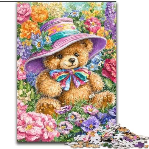 1000-teiliges Puzzle für Teenager, Geschenke, Blumen-Teddybär, trainieren Sie Ihr Gehirn und Ihre Hände, einzigartige Geburtstags- und Geschenkideen für Kinder ab 14 Jahren (Größe 50x75cm) von LiJianXXR