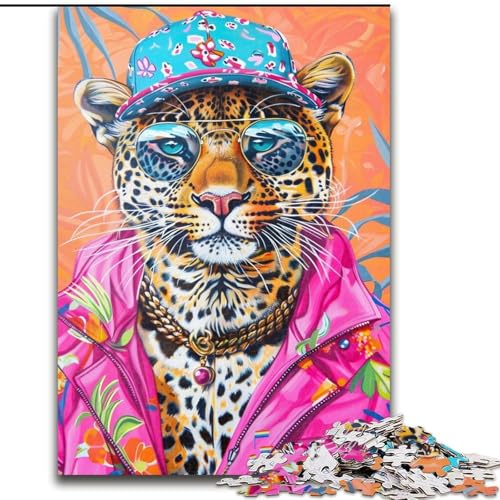 1000-teiliges Puzzle für Teenager, Geschenke, Hip-Hop-Leopard, trainieren Sie Ihr Gehirn und Ihre Hände, einzigartige Geburtstags- und Geschenkideen für Kinder ab 14 Jahren (Größe 26x38cm) von LiJianXXR