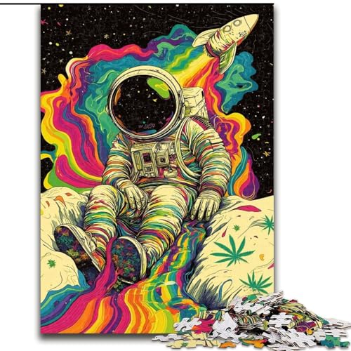 1000-teiliges Puzzle für Teenager, Geschenke Psychedelischer Astronaut, herausforderndes Spiel und Familienspiel mit vollständig ineinandergreifenden, zufällig geformten Teilen (Größe 50x75cm) von LiJianXXR