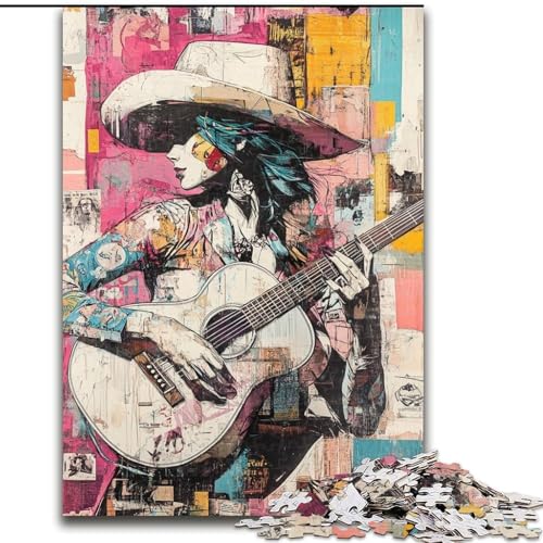 1000-teiliges Puzzle für Teenager, Geschenke für Mädchen, die Gitarre Spielen, Lernspielzeug ganze Familie (Größe 26x38cm) von LiJianXXR