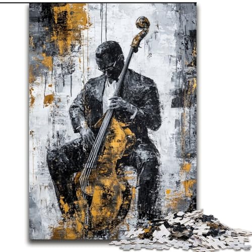 1000-teiliges Puzzle für Teenager, Geschenke zum Thema Gitarre Spielen, Ölgemälde, Lernspielzeug ganze Familie (Größe 50x75cm) von LiJianXXR