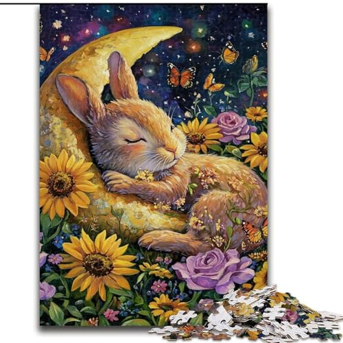 1000-teiliges Puzzle für Teenager, Geschenke zum Thema Schlafender Hase, anspruchsvolles Spiel und Familienspiel mit vollständig ineinandergreifenden, zufällig geformten Teilen (Größe 26x38cm) von LiJianXXR