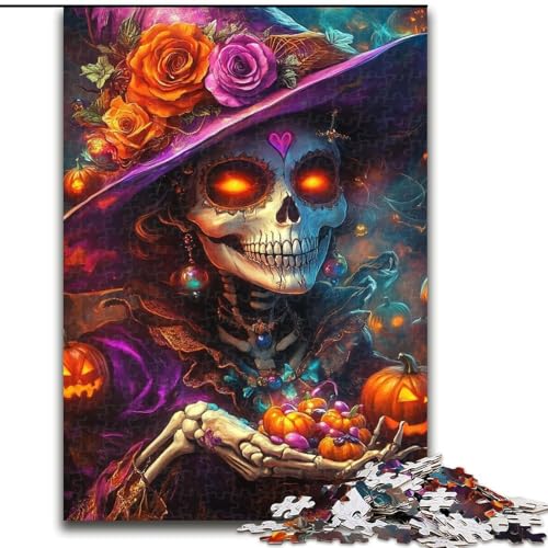 1000-teiliges Puzzle für Teenager, Halloween-Skelett, trainieren Sie Ihr Gehirn und Ihre Hände, einzigartige Geburtstags- und Geschenkideen für Kinder ab 14 Jahren (Größe 26x38cm) von LiJianXXR