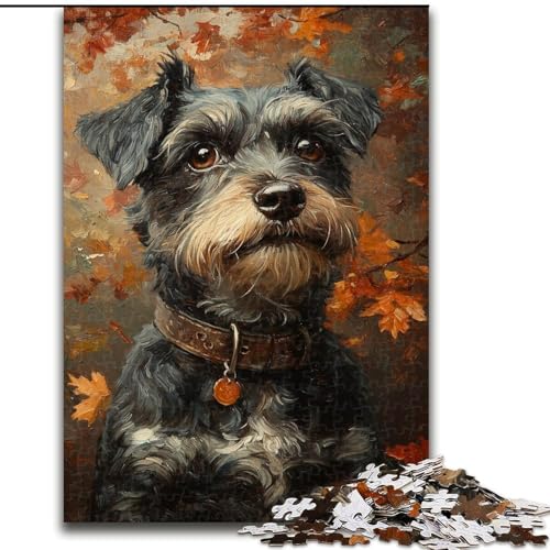 1000-teiliges Puzzle für Teenager, Herbstpudel, anspruchsvolles Spiel und Familienspiel mit vollständig ineinandergreifenden, zufällig geformten Teilen (Größe 26x38cm) von LiJianXXR