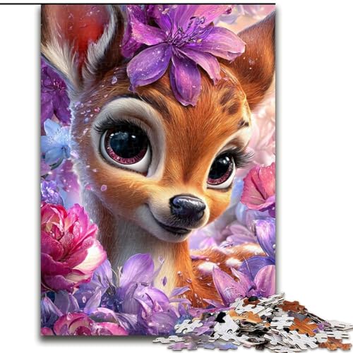 1000-teiliges Puzzle für Teenager, Hirschbaby, anspruchsvolles Spiel und Familienspiel mit vollständig ineinandergreifenden, zufällig geformten Teilen (Größe 50x75cm) von LiJianXXR
