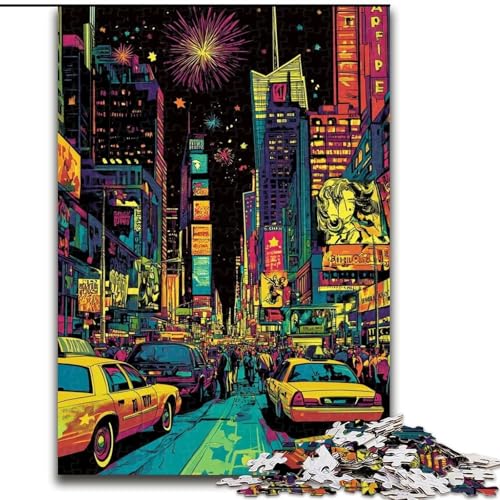 1000-teiliges Puzzle für Teenager, New Yorker Stadtbild, anspruchsvoll und schwierig mit vollständig ineinandergreifenden, zufällig geformten Teilen (Größe 26x38cm) von LiJianXXR