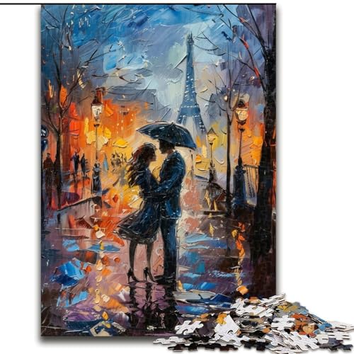1000-teiliges Puzzle für Teenager, Paar unter dem Eiffelturm, trainieren Sie Ihr Gehirn und Ihre Hände Einzigartige Geburtstags- und Geschenkideen für Kinder ab 14 Jahren (Größe 26x38cm) von LiJianXXR
