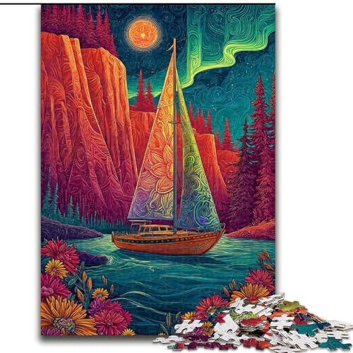 1000-teiliges Puzzle für Teenager, Psychedelic Boat, anspruchsvolles Spiel und Familienspiel mit vollständig ineinandergreifenden, zufällig geformten Teilen (Größe 50x75cm) von LiJianXXR
