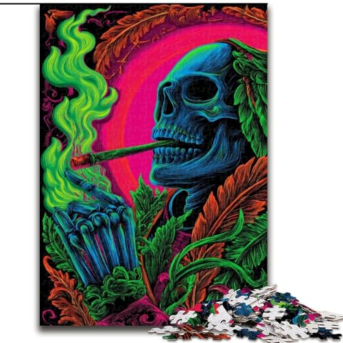 1000-teiliges Puzzle für Teenager, Rauchschädel, anspruchsvolles Spiel und Familienspiel mit vollständig ineinandergreifenden, zufällig geformten Teilen (Größe 50x75cm) von LiJianXXR