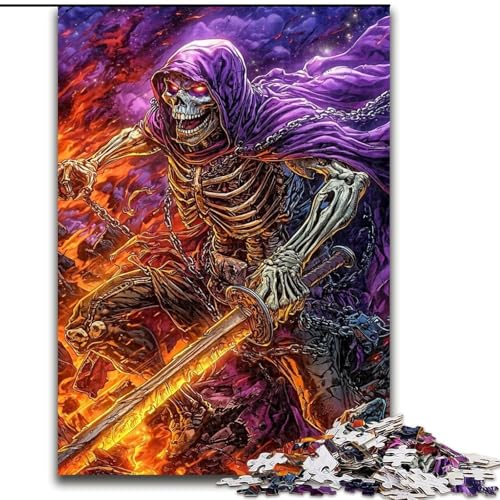 1000-teiliges Puzzle für Teenager, Skelettkrieger, anspruchsvolles Spiel und Familienspiel mit vollständig ineinandergreifenden, zufällig geformten Teilen (Größe 26x38cm) von LiJianXXR
