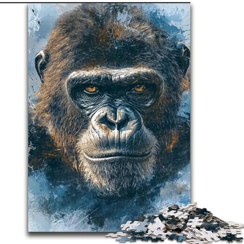 1000-teiliges Puzzle für Teenager, Smoky Chimpanzee, anspruchsvolles Spiel und Familienspiel mit vollständig ineinandergreifenden, zufällig geformten Teilen (Größe 26x38cm) von LiJianXXR