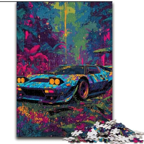 1000-teiliges Puzzle für Teenager, Waldsportwagen, anspruchsvolles Spiel und Familienspiel mit vollständig ineinandergreifenden, zufällig geformten Teilen (Größe 26x38cm) von LiJianXXR