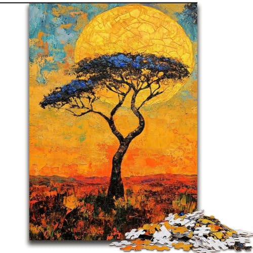 1000-teiliges Puzzle für Teenager, afrikanische Graslandschaften, anspruchsvolles Spiel und Familienspiel mit vollständig ineinandergreifenden, zufällig geformten Teilen (Größe 50x75cm) von LiJianXXR