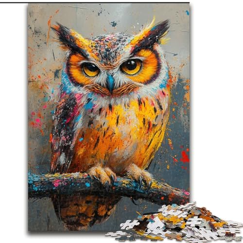 1000-teiliges Puzzle für Teenager, geheimnisvolle Eule, Lernspielzeug, Familienspiele, einzigartige Geburtstags- und Geschenkideen (Größe 50x75cm) von LiJianXXR