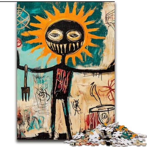1000-teiliges Puzzle für Teenager im Basquiat-Stil, anspruchsvolles Spiel und Familienspiel mit vollständig ineinandergreifenden, zufällig geformten Teilen (Größe 26x38cm) von LiJianXXR