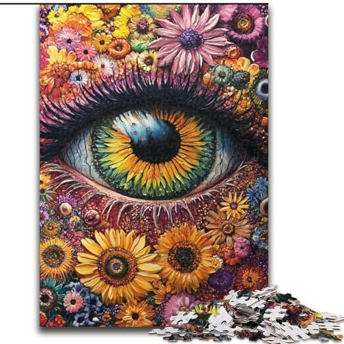 1000-teiliges Puzzle für Teenager mit Blumenaugen, anspruchsvolles Spiel und Familienspiel mit vollständig ineinandergreifenden, zufällig geformten Teilen (Größe 26x38cm) von LiJianXXR