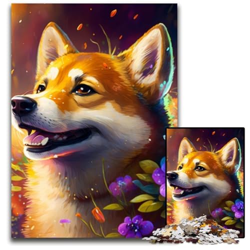 1000-teiliges Puzzle mit Blumen, Shiba Inu, Holzpuzzle, anspruchsvolles Denkspiel, Familienaktivität, Heimdekoration, 50x75cm/19,68x29,52 Zoll 1000-teiliges Puzzle mit Blumen, Shiba Inu, Holzpuzzle, anspruchsvolles Denkspiel, Familienaktivität, Heimdekoration, 50x75cm/19,68x29,52 Zoll von LiJianXXR