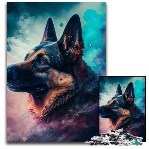 1000-teiliges Puzzle mit Deutscher Schäferhund-Nebel für Erwachsene, anspruchsvolles Denkspiel für Teenager, Spaß für den Familienspieleabend, 50x75cm/19,68x29,52 Zoll von LiJianXXR