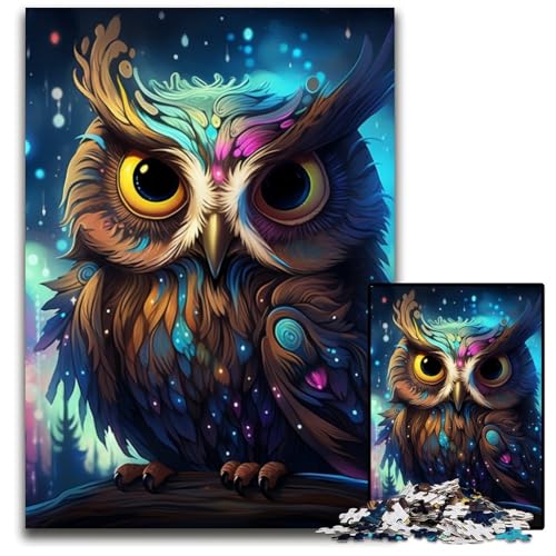 1000-teiliges Puzzle mit Galaxie-Eule für Erwachsene, anspruchsvolles Denkspiel für Teenager, Spaß für den Familienspieleabend, 26x38cm/10,23x14,96 Zoll von LiJianXXR