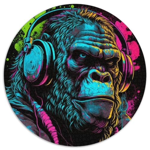 1000-teiliges Puzzle mit Kopfhörer-Gorilla, unmögliches Puzzle für Erwachsene, kreatives Familienspiel und Heimdekoration, Teenager, 67,5 x 67,5 cm von LiJianXXR