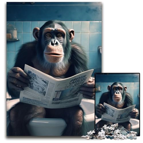 1000-teiliges Puzzle mit Schimpansen-Karton, anspruchsvolles Denkspiel, Familienaktivität, Heimdekoration, 26x38cm/10,23x14,96 Zoll 1000-teiliges Puzzle mit Schimpansen-Karton, anspruchsvolles Denkspiel, Familienaktivität, Heimdekoration, 26x38cm/10,23x14,96 Zoll von LiJianXXR