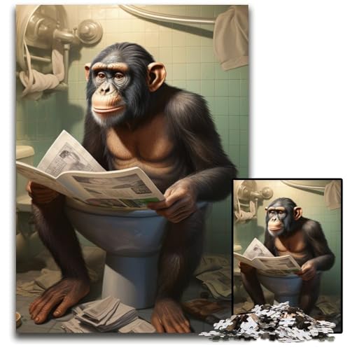 1000-teiliges Puzzle mit Schimpansen-Motiv, Holzpuzzle, anspruchsvolles Denkspiel, Familienaktivität, Heimdekoration, 50x75cm/19,68x29,52 Zoll 1000-teiliges Puzzle mit Schimpansen-Motiv, Holzpuzzle, anspruchsvolles Denkspiel, Familienaktivität, Heimdekoration, 50x75cm/19,68x29,52 Zoll von LiJianXXR